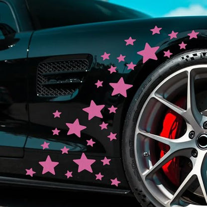 30pcs Star Vinyl Decal for Cars, High Intensity Reflective DIY Stickers for Window Bumper Mirror Laptop Decals Waterproof Night Safety Sign Car Stickers (Purple) - color: Purple