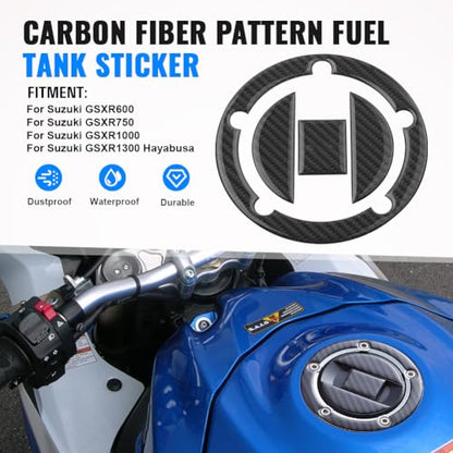 FSFY Real Carbon Fiber Gas Cap Gas Cover Decal Sticker Tank Protector Pad 108mm Diameter Reflective for Suzuki GSXR1300 Hayabusa GSXR1000 GSXR750 GSXR600.
