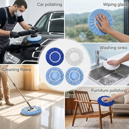 6 PCS Car Polishing Pads, 10 Inch Microfiber Wool Coral Fleece Buffing Pads for Orbital Polisher, Wax Applicator Pad for Vehicle Detailing, Waxing and Cleaning Microfiber, Wool, Coral Fleece