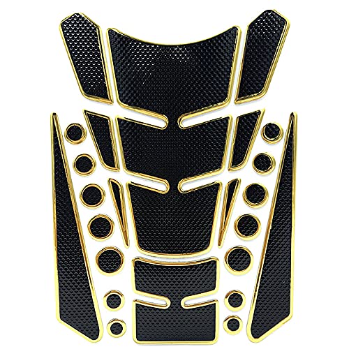1 Set Gold Universal 3D Motorcycle Gas Tank Sticker, Fuel Tank Protector Decal Pad Self-adhesive and Waterproof - color: Gold