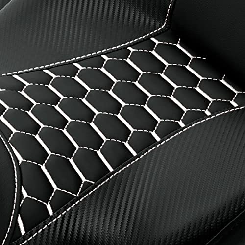 C.C. RIDER Driver& Passenger Seat Mammock Seat Fit For Harley Touring 2009-2023 Road Glide Street Glide Road King Electra Glide CVO Models 2009-2022, Extended Reach - color: 38# White