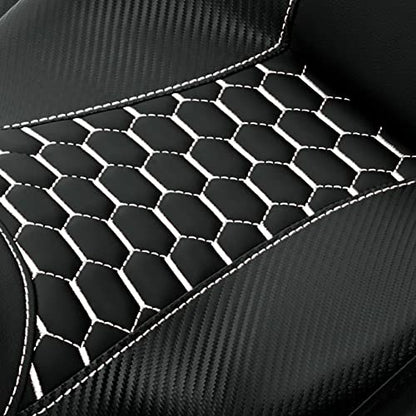 C.C. RIDER Driver& Passenger Seat Mammock Seat Fit For Harley Touring 2009-2023 Road Glide Street Glide Road King Electra Glide CVO Models 2009-2022, Extended Reach - color: 38# White