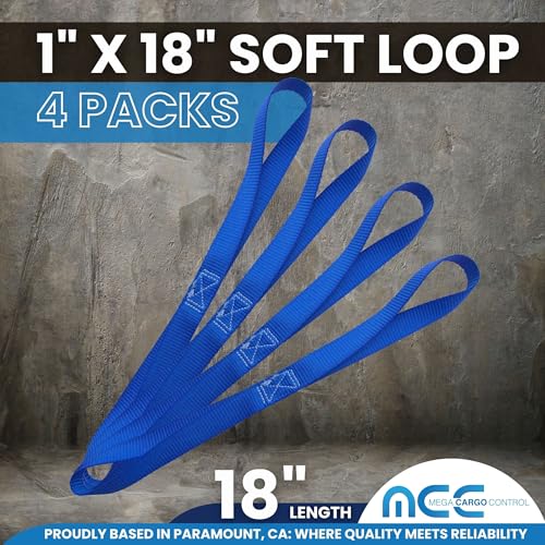 Mega Cargo Control 1" Blue Soft Tie Loops, 4 Pack UTV Offroad & Motorcycle Handlebar Tie Downs - 2400 LBS Break Strength - color: Blue (4 - Pack), size: Soft Tie Loops