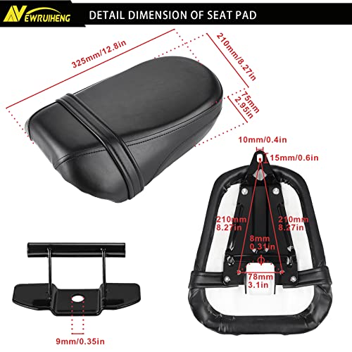 Black Synthetic Leather Rear Passenger Seat and Heavy Alloy Steel Foot Pegs Kit Compatible with Kawasaki Vulcan S 650 VN650 2015-2025