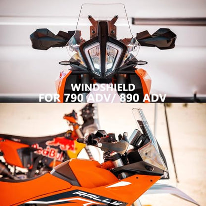 Motorcycle Windshield Deflectors for 790ADV 890 ADV Adventure 2023-2025, Front Acrylic Air Deflector Windscreen Visor Accessories for 790 890 ADV R Rally (Smoke Gray)