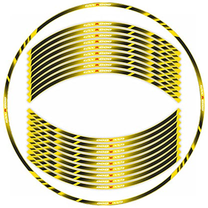 17" Reflective Wheel Rim Tape Stickers for Suzuki GSXR600, Black and Yellow | Motorcycle Vinyl Rim Decals Fit K1/K4/K6/K8/K9. Waterproof Adhesive, Decorative Wheel Stripe Set
