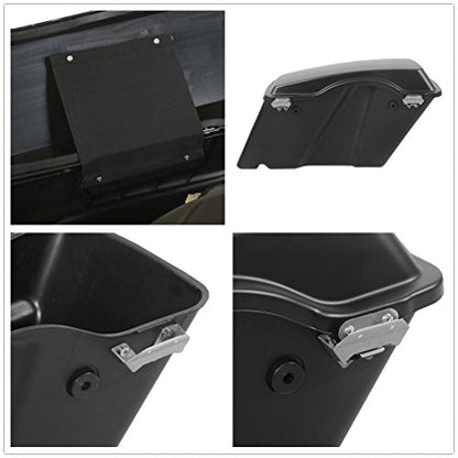 TCMT Hard Saddle bags Trunk w/Lid Latch Key & Liners Carpet Insert Fits For Harley HD Touring CVO Road Glide Road King Street Glide Electra Glide Ultra Classic 1994-2013 - color: Matte Black Chrome Latches#A