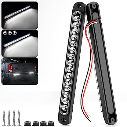 PSEQT 10" 15 LED Trailer Identification Light Led Running Reverse Backup Tail Light Bar Strip White Truck Rear Side Marker Lights Waterproof - color: White