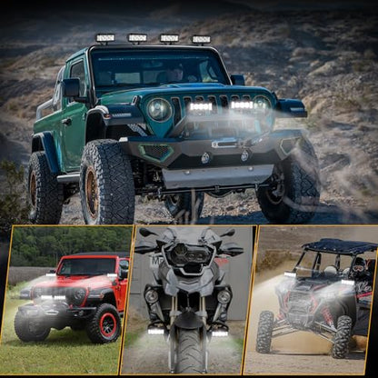 Auxbeam 5in 68W Offroad Driving Lights, 6800LM Side Shooter LED Light Bar with White Spot Flood Combo Beam, Waterproof Offroad Fog Light for UTV ATV Jeep Wrangler Motor Truck Boat - color: White Offroad Driving Lights