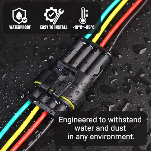 TMH 12Pcs 4 Pin Electrical Connector Male and Female, 10cm. 22 AWG Waterproof Wire Connectors Automotive 4 Way with Heat Shrink Tubing for Car Truck Boat Wire Connection - size: 4 Pin - 6 Sets