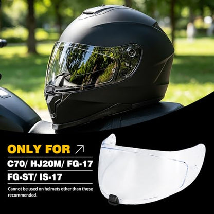 C70 Helmet Visor Replacement Face Shield Compatible with C70/ HJ20M/ FG-17/ FG-ST/IS-17 Motorcycle Helmets (Clear) - color: Clear