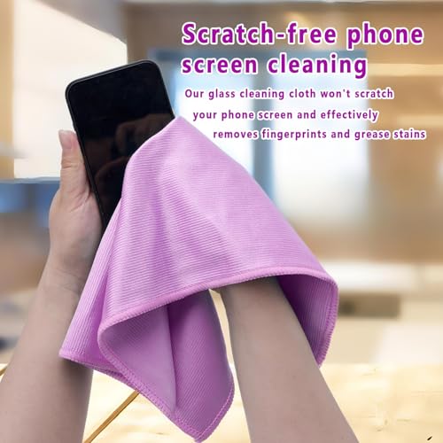 6 Pcs Glass Cleaning Cloth for Window Eyeglass Mirrors Stainless Steel - color: Purple