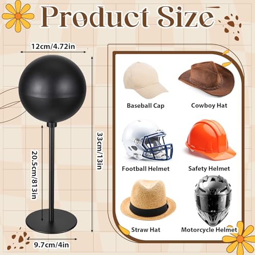 2 Packs Helmet Stand Metal, Desktop Helmet Display Holder with Stable Base Stand Desktop Hanger Rack for Wigs Motocycle Helmet Caps Hat and Rugby Helmet Storage