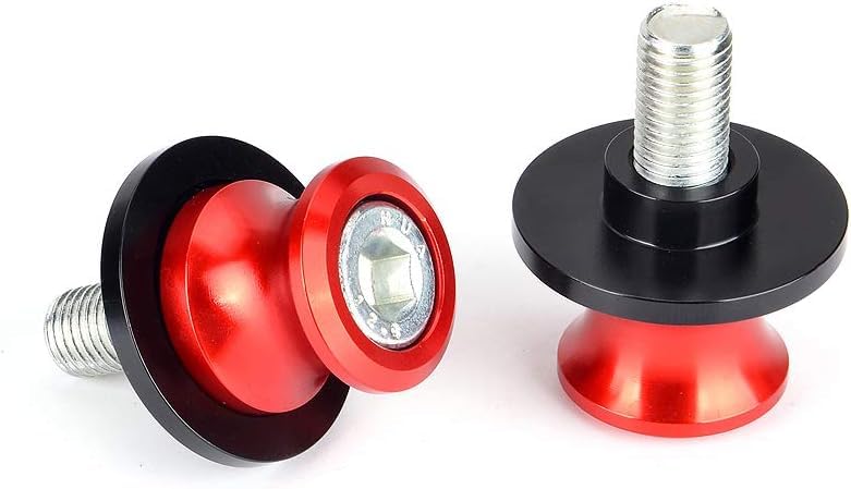 Goldfire 2pcs 8MM M8 X1.5 Motorcycle Swing arm Sliders Spools CNC Swing Arm Stand Screw for Kawasaki Z650 Z800 Z900 Z1000 Accessories(Red) - color: Red