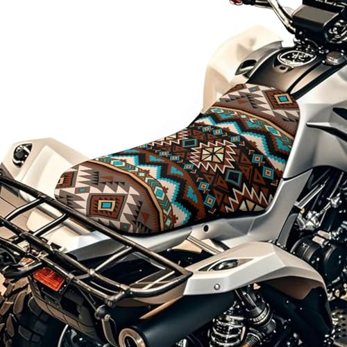 SEANATIVE Aztec Geometric Motorcycle ATV Seat Cover Waterproof Seat Cushion Protector Breathable Padded ATV Cover Four Wheeler Accessories Universal Fit for Most Vehicle - color: Aztec Geometric