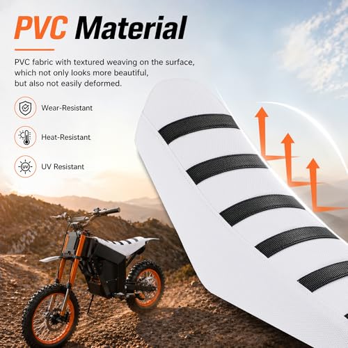 Electric Dirt Bike Seat Cover for Tutti Soleil 01,Black Stripe Non-Slip Motorcycle Cushion Cover for Tuttio Soleil01-White - color: White
