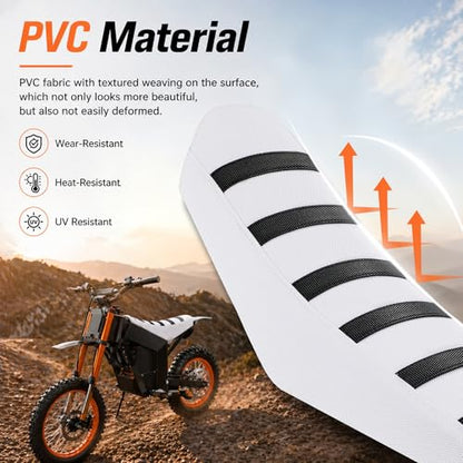Electric Dirt Bike Seat Cover for Tutti Soleil 01,Black Stripe Non-Slip Motorcycle Cushion Cover for Tuttio Soleil01-White - color: White