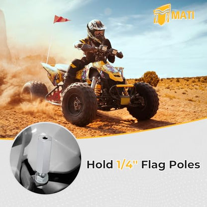M MATI 2Pcs Quick Release Flag Pole Holder Silver Hold 1/4'' Flag Poles for ATV UTV Motorcycle Dirt Bike All Year - color: Silver