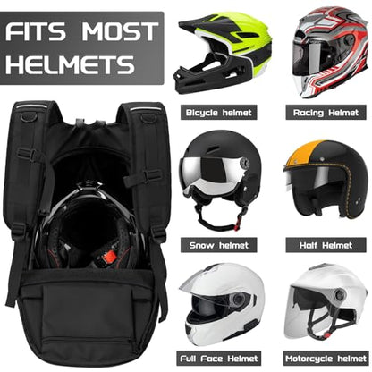 Motorcycle Backpack, Waterproof Helmet Backpacks for Men Large Capacity Storage Motorcycle Bag with Reflective Stripe - size: Large