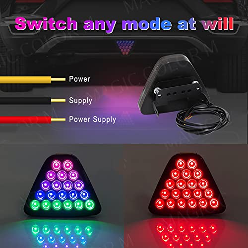 AIVYNA Car Pilot Lights Triangle Rear Brake Lamp Warning Strobe Stop Safety Light Bumper Light for F1 Style Motorcycle,Red case red lamp