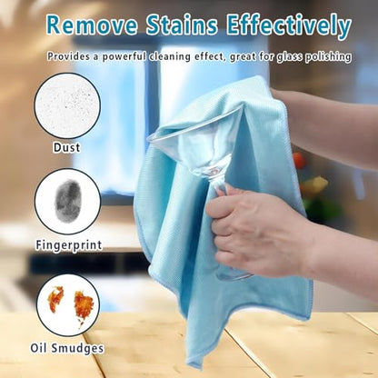6 Pcs Glass Cleaning Cloth for Window Eyeglass Mirrors Stainless Steel - color: Blue