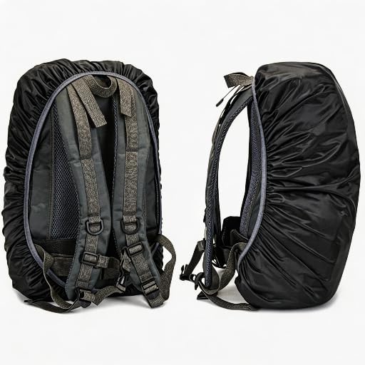 2 Pack Waterproof Backpack Rain Cover with Reflective Strip, M Size 30L-40L - color: 2 Pcs Black