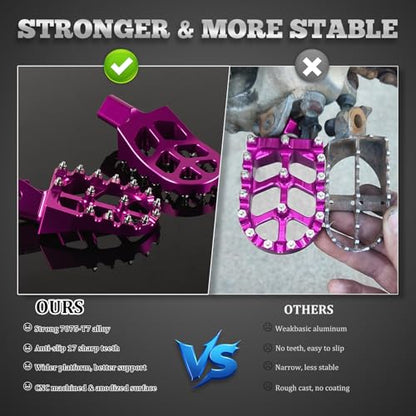 XINGWU Dirt Bike Foot Pegs for Surron Light Bee X/S E-Ride Pro SS/SR/S Talaria MX3 MX4 Segway X160/X260 CRF150F 230F 250F Electric Dirt Bike Foot Peg Rests (Purple) - color: Purple