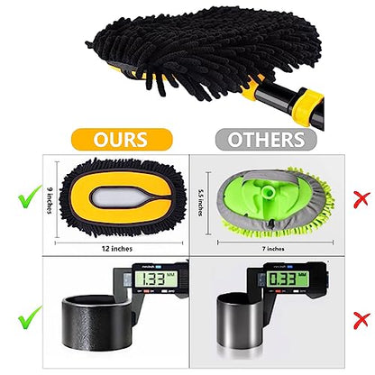 57'' Car Wash Brush with Long Handle Chenille Microfiber Car Wash Kit， Mitt Retractable Bent Pole Car Wash Brush for Cars RV Truck Boat (Ginger) - color: Ginger