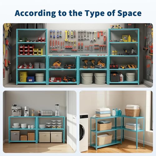 Storage Shelves, Heavy Duty 5-Tier Shelf Organizer & Adjustable Garage Shelving Unit, 2500 lbs Capacity, Metal Shelves, 68" H x 35" W x 12" D - size: 68" H x 35" W x 12" D-Light Green