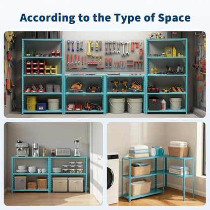 Storage Shelves, Heavy Duty 5-Tier Shelf Organizer & Adjustable Garage Shelving Unit, 2500 lbs Capacity, Metal Shelves, 68" H x 35" W x 12" D - size: 68" H x 35" W x 12" D-Light Green