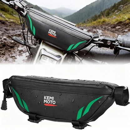 KEMIMOTO Dirt Bike Handlebar Bag- Waterproof Motorcycle Handlebar Storage Pouch, Compatible with Sur-Ron Light Bee X, S X160, X260, Talaria Sting ridstar q20 Soleil01 IN10 Ebike Green - color: Green