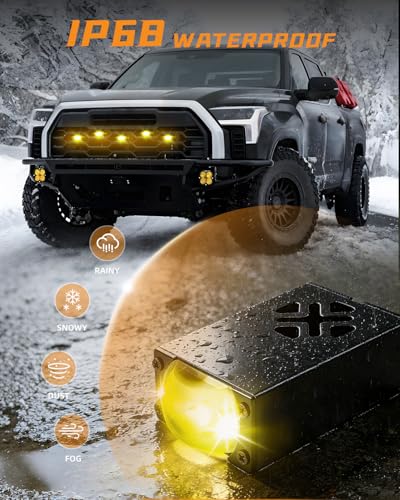 CO LIGHT 4Pcs Low Profile LED Grille Lights with Lens, Dual Color White & Yellow Hi-Lo Beam, Strobe Auxiliary Fog Lights, 12V-24V Offroad Lamps for Truck Pickup SUV ATV UTV - size: 2pcs