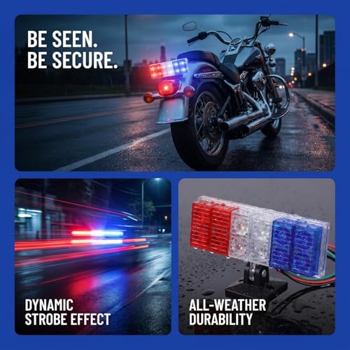 Luxshiny Motorcycle Tail Light Led Strobe Emergency Warning Light for Vehicles High Brightness Flashing Rear Lamp for Cars Bikes Electric Bikes