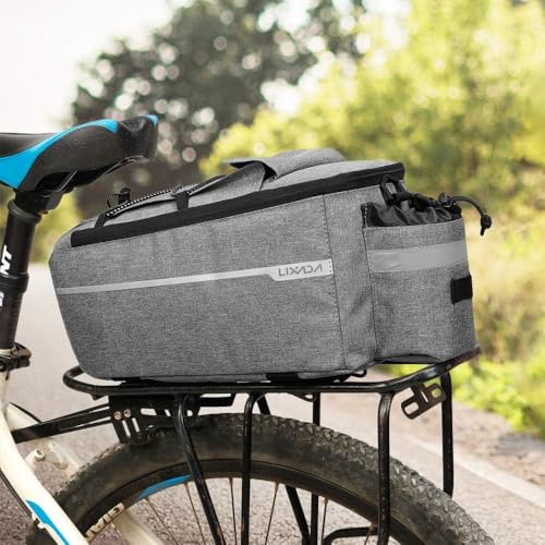 Lixada Bike Panniers Bike Trunk Bag Insulated Bag for Warm/Cool Items, Bicycle Rear Rack Storage Luggage Bicycle Seat Multifunctional Insulated Trunk Cooler Bag Shoulder Bag 11.4 6.3 6.7in - color: Gray