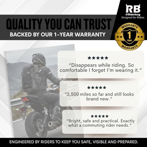 Reflective Motorcycle Backpack – Hi Viz EDC Commuter Bag for Riders, Night Travel, and Daily Use with Helmet Holder, Laptop Compartment, Ventilated Back, Urban Gear (black backpack) - color: Black
