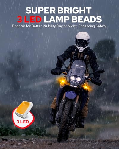 Benlari 2Pcs Motorcycle Mini Led Turn Signals with Running Lights, Front & Rear Turn Signal Brake Light 12V Fit for Harley Honda Suziki Yamaha Kawasaki (Clear) - color: Clear