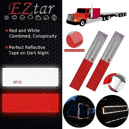 Reflective Tape 2" X 150 Feet Red/White High Intensity Safety Caution Warning Grade Self-Adhesive Waterproof Conspicuous Trailer Reflector - for Cars,Trucks,Trailers,Boats,Signs,Helmet,Mailbox