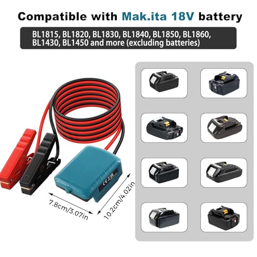 Jumper Cable Kit with Switch for Mak.ita 18V Battery, Reinforced Clamps 12AWG 5.9Ft Booster Cable for Car Motorcycle, Compatible with BL1830 BL1840 BL1850 etc. - style: For Mak.ita 18V