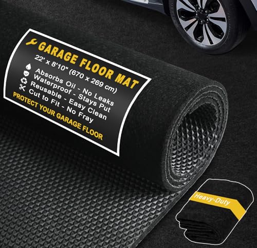 Extra-Large Garage Mat 22' x 8'10" - Durable Oil Mat for Garage Mats for Floor Under Car, Washable Garage Rug, Absorbent Floor Mats with Waterproof Liner, Garage Carpet, Oil Change Pad, Car Rug - size: 8'9" x 21'11" (Rectangular)