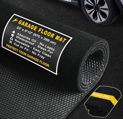Extra-Large Garage Mat 22' x 8'10" - Durable Oil Mat for Garage Mats for Floor Under Car, Washable Garage Rug, Absorbent Floor Mats with Waterproof Liner, Garage Carpet, Oil Change Pad, Car Rug - size: 8'9" x 21'11" (Rectangular)