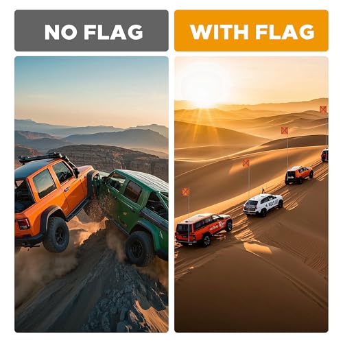 Gray Off-Road Safety Whip Flag - Heavy Duty Orange Flag with Reflective Stripes & Gray Pole for ATV, UTV, Dune Buggy, Can be 3.3', 6.6' or 10' - color: Grey