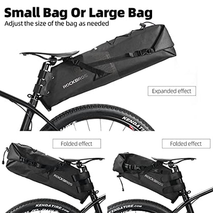ROCKBROS Bikepacking Bag Waterproof Bike Saddle Bag Large Capacity Bikepacking Seat Bag Road Mountain Bike Seat Bag Max 14L - color: Max 14L