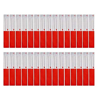 Reflective Tape 2" × 12" × 30 Pack Red/White Conspicuity Safety Caution Warning DOT-C2 Self-Adhesive Tape Trailer Reflector - for Cars, Trucks, Trailers, Boats, Signs