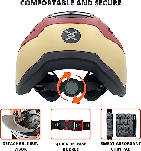 XNITO Bike Helmet with LED Lights - Urban Bicycle Helmet for Adults, Men & Women - CPSC & NTA-8776 Dual Certified - Class 3 E-Bikes, Scooters, Onewheel, Commuter, Mountain - color: Valkyrie, size: Large