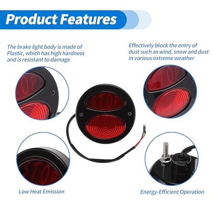LED Motorcycle Tail Light Brake Turn Signal Black Lamp Housing Waterproof 12V Fit for Universal Red Light (1 Pcs)