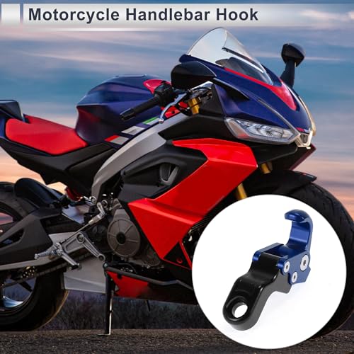 Adjustable Universal Motorcycle Hanging Hook Slope Handle with Hook Motorcycle Helmet Luggage Bag Holder Hanger Aluminum Alloy Blue with 1 Pcs Screw - color: Blue