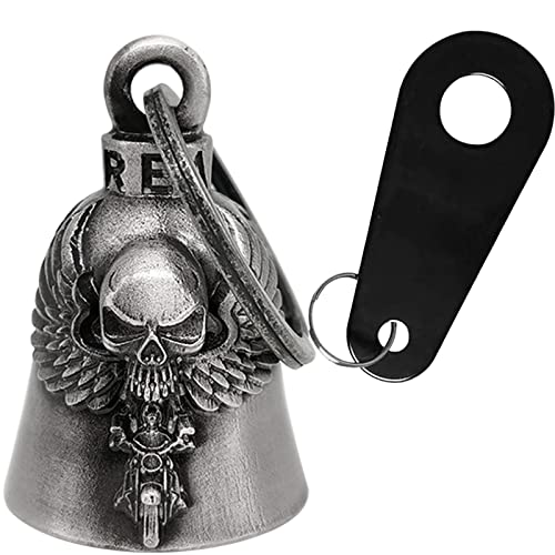 Dream Apparel Motorcycle Bell Guardian Angel Drive Away Gremlin, Biker Bell for Men Women Rider Riding, Good Luck Gift - color: Skull & Angel & Biker