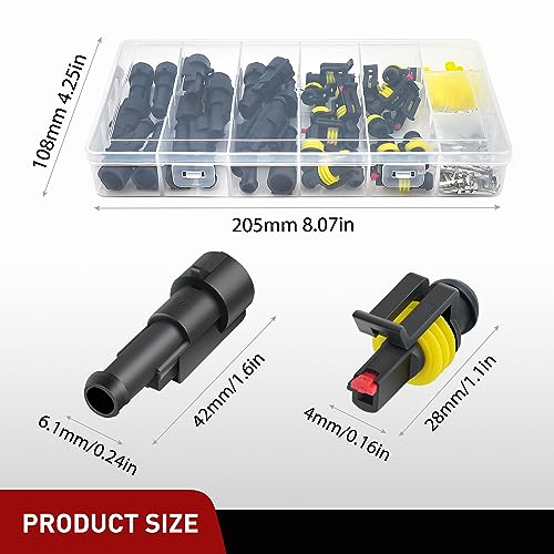 Nilight 120PCS 1 Pin Electrical Connector ‎Plug Male Female Terminal Wire Connectors Waterproof One Way Automotive Connect Set for Car Truck Motorcycle Marine Boat 20 Sets - size: 1Pin Connector 200Pcs