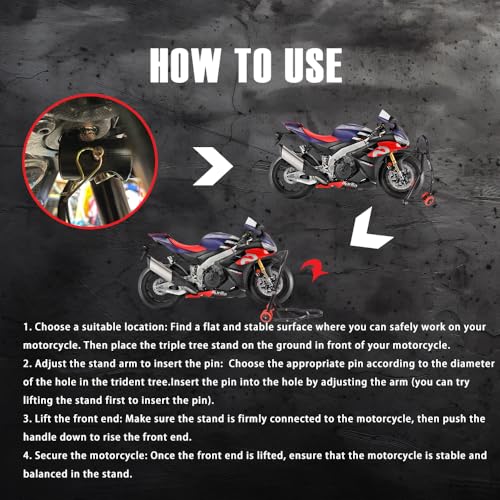 Motorcycle Head Lift Stand, Front Triple Tree Stand 660LBS Load Capacity Front Wheel Lift Stand