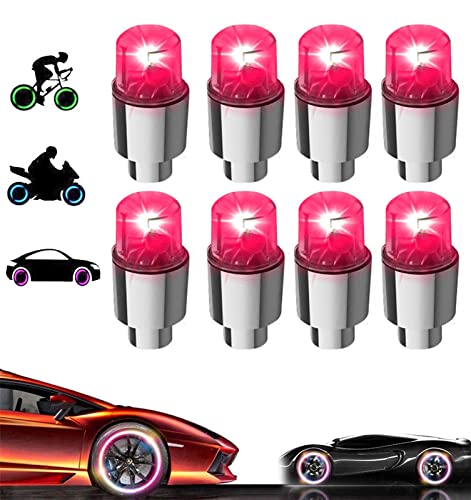 8 Pack LED Valve Stem Caps Lights for Car Tires Wheel Assemblies Light up Air Neon Bicycle Motorcycle Tyre Bike Truck Golf Cart for Kids Men Women(8 Red) - color: 8 Red